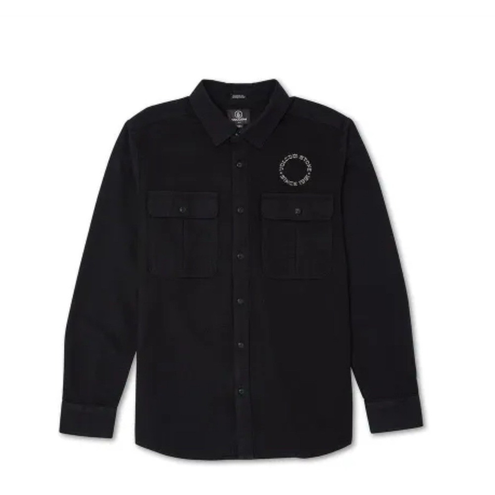 Volcom Minneret Black Flannel Long Sleeve Shirt Button Up Mens Size Med‎ Surfer
